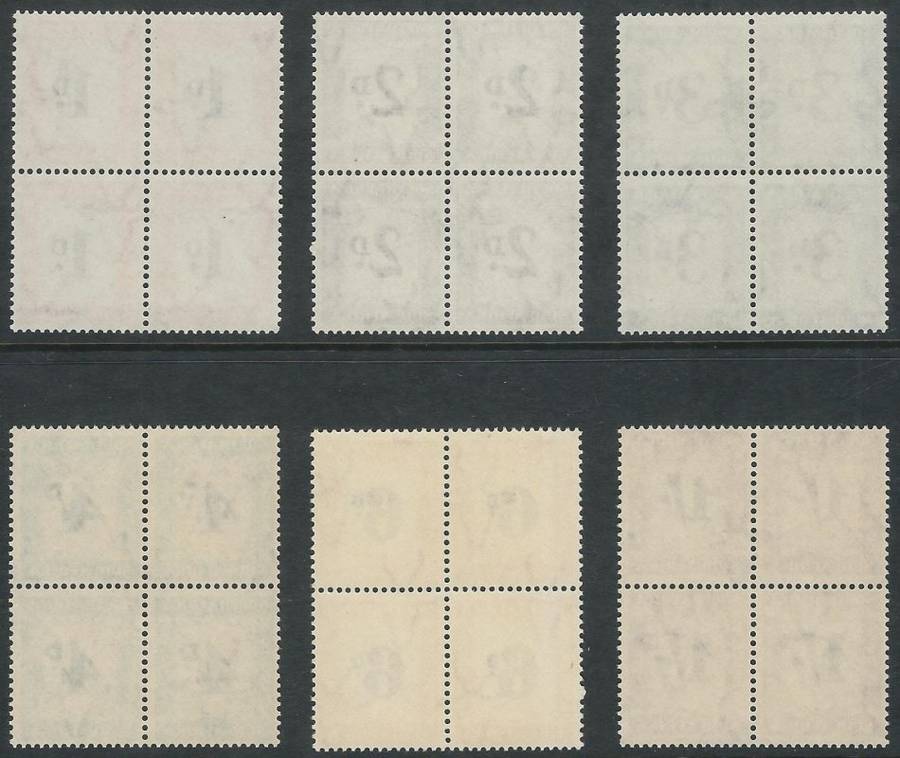 UNION Postage Dues 1950-1958 set in blocks of 4, MNH (SACC 38-43, cv R2600)